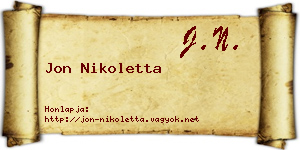 Jon Nikoletta névjegykártya